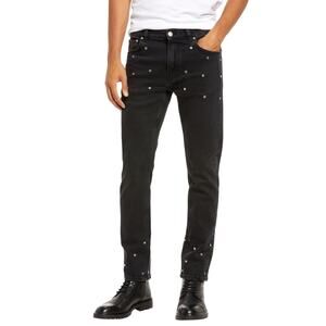 Amendi NWT Lars Studded Shadow Organic Cotton Blend Straight Leg Jeans 34x32